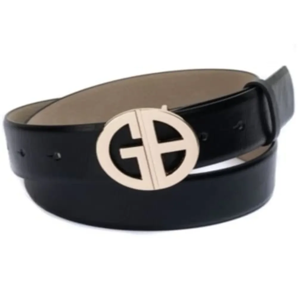 Giani Bernini Womens Signature-Buckle Panel Belt Black X-Large w38